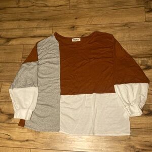 Haptics Color Block Brown Fall Sweater Size 2X Classic Casual Preppy